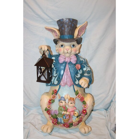 Jim Shore Easter Bunny 19" Heartwood Creek w/ Lighted Lantern 6003367 2018 - Picture 2 of 7